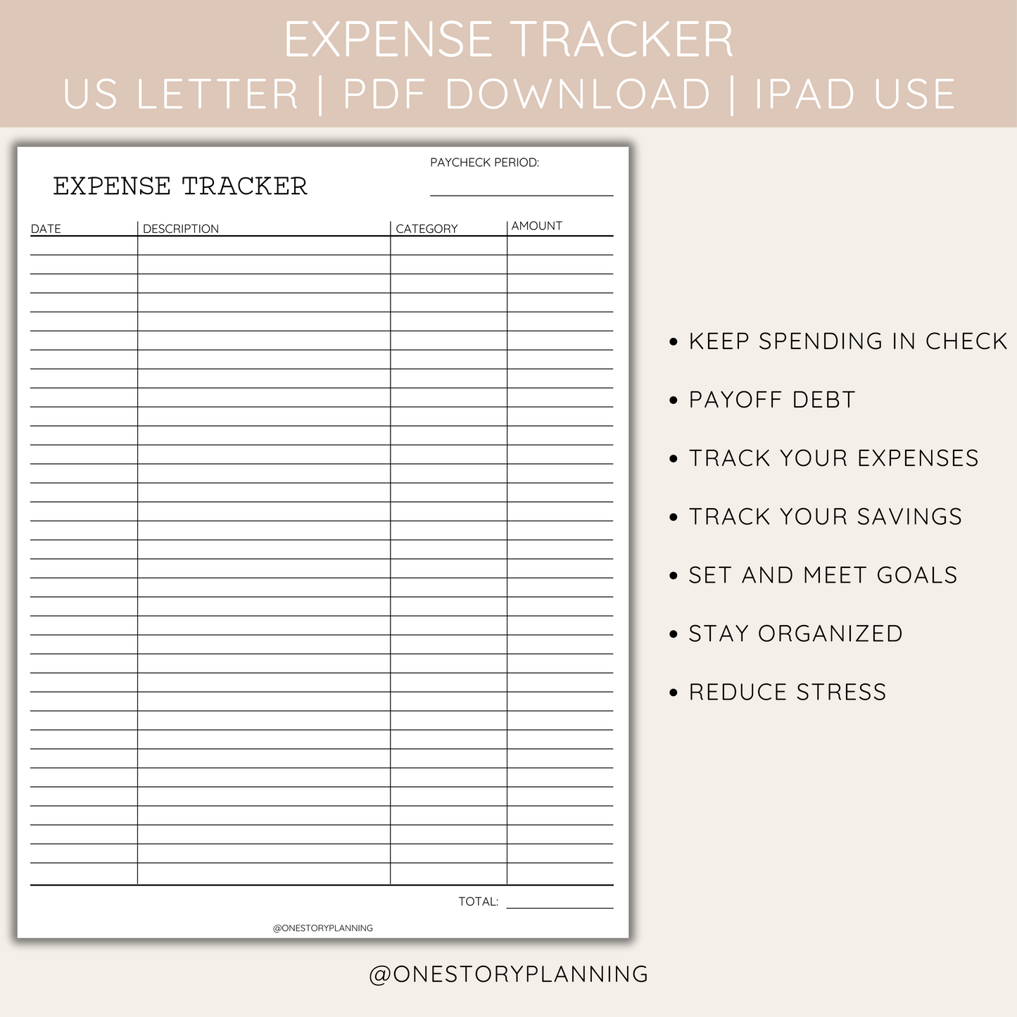 MINIMAL Paycheck Budget and Expense Tracker Template | PDF Download
