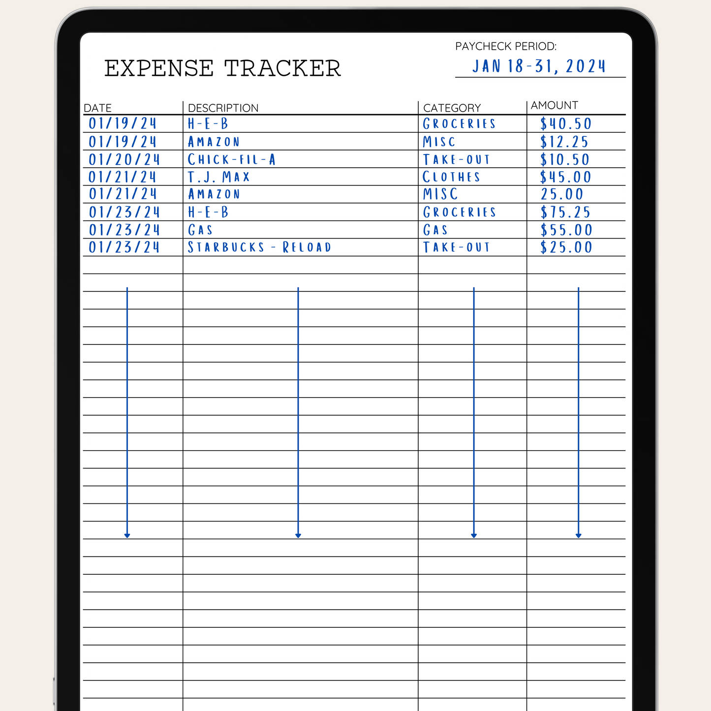 MINIMAL Paycheck Budget and Expense Tracker Template | PDF Download