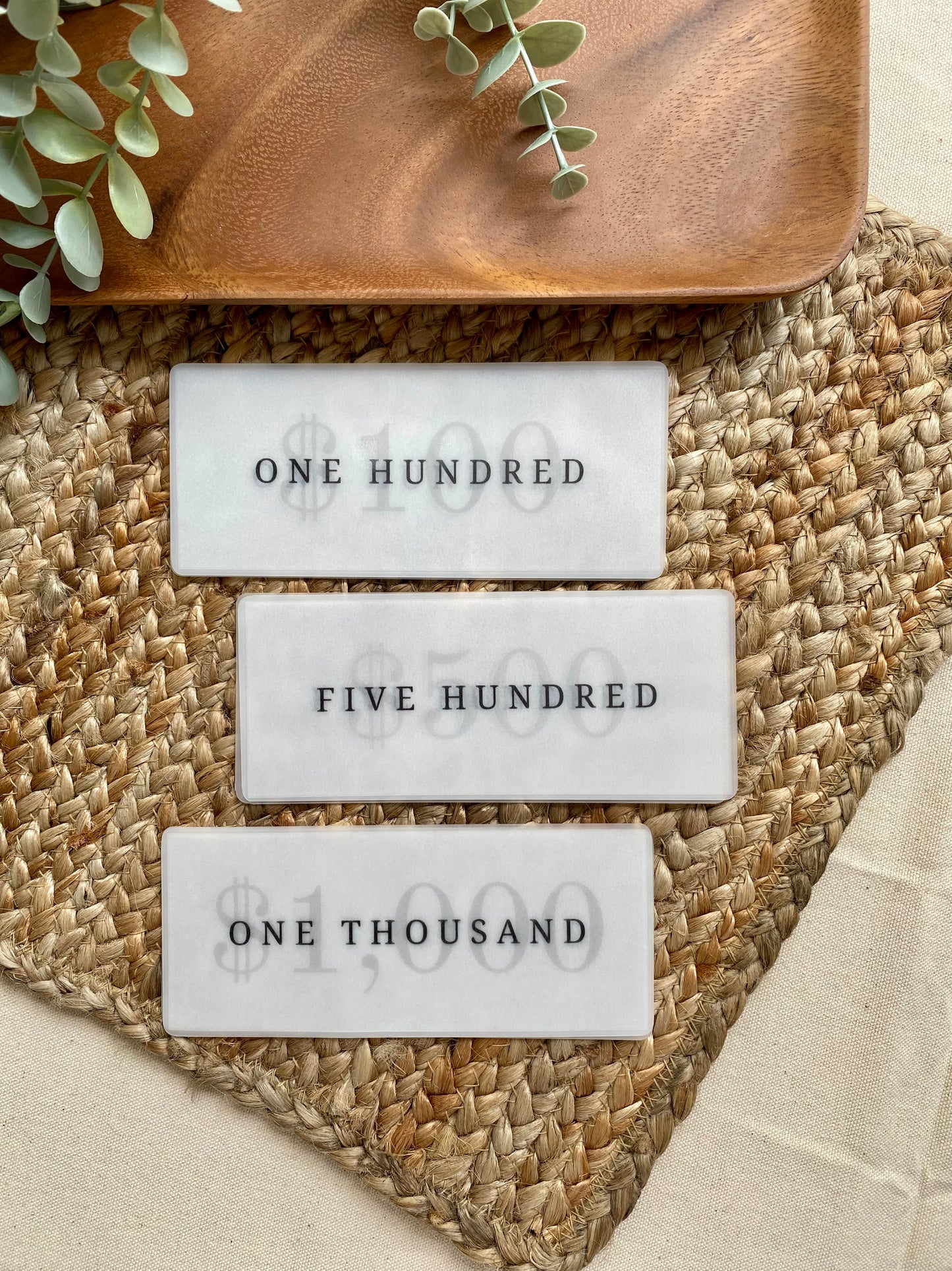 Matte Cash Placeholders - Set of 3