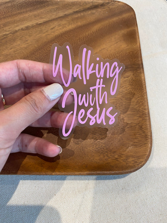 CLEAR Walking with Jesus Sticker