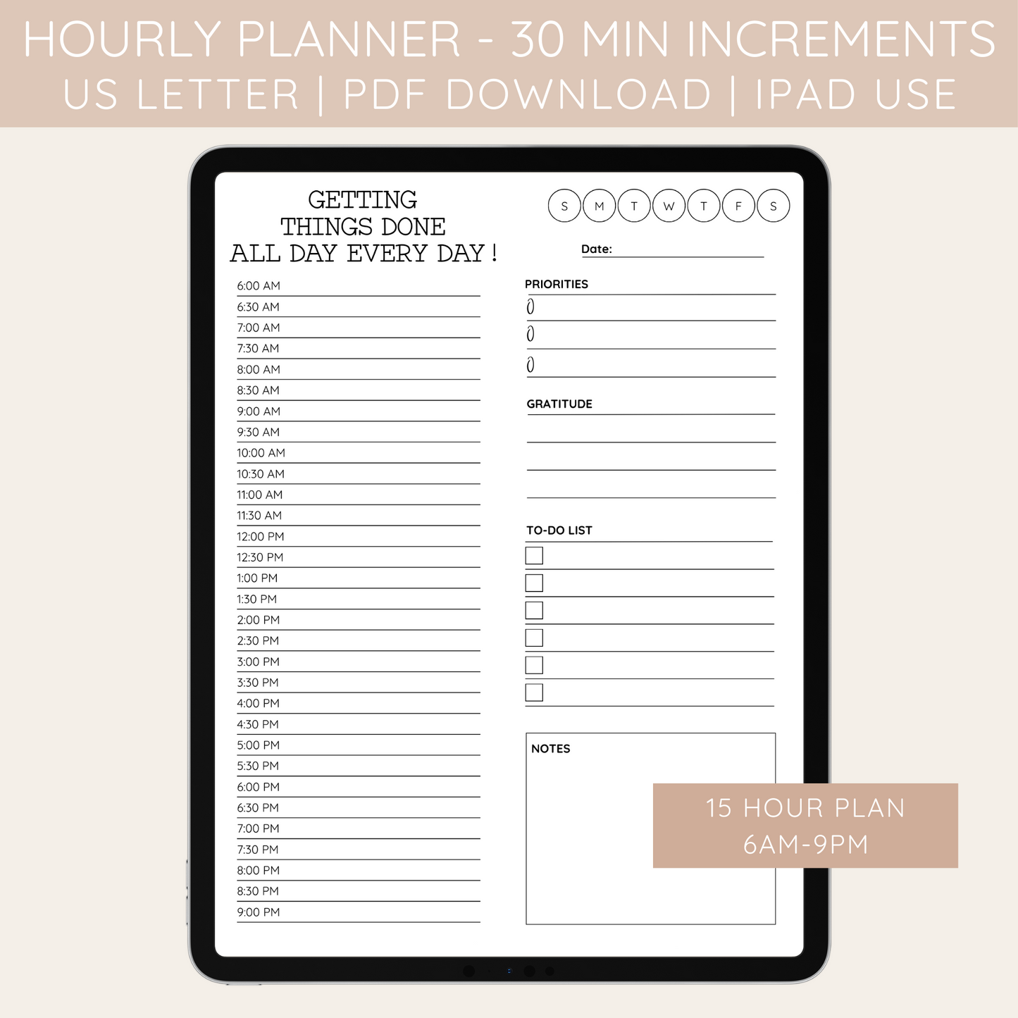 Daily Plan 30-Minute Increments