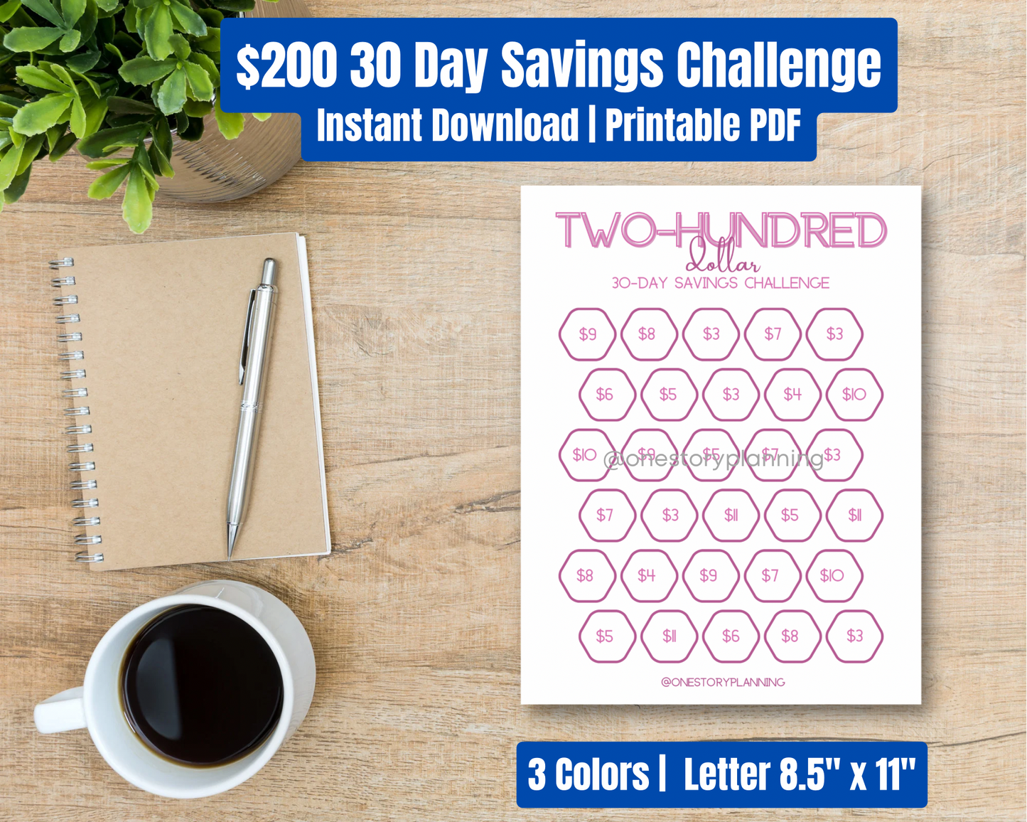 $200 - 30 Day Savings Challenge | Printable PDF