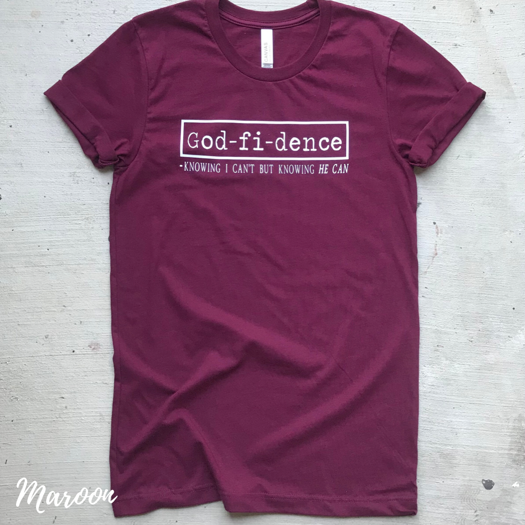 CLEARANCE Godfidence (typewriter) Tee - SMALL FINAL SALE