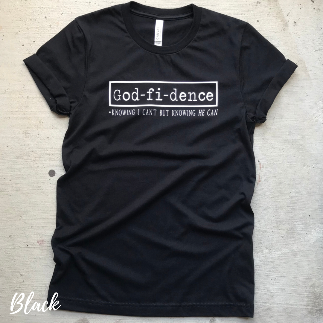 CLEARANCE Godfidence (typewriter) Tee - SMALL FINAL SALE