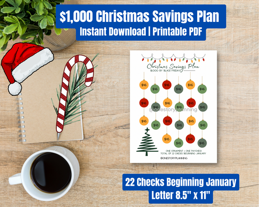 $1,000 Christmas Savings Plan | Printable PDF